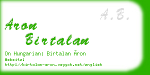 aron birtalan business card
