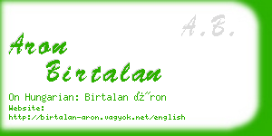 aron birtalan business card